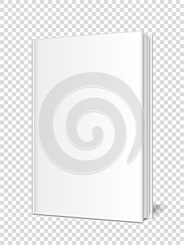 Mockup of a closed, vertically standing book, , notebook, organizer,  magazine on a transparent background.